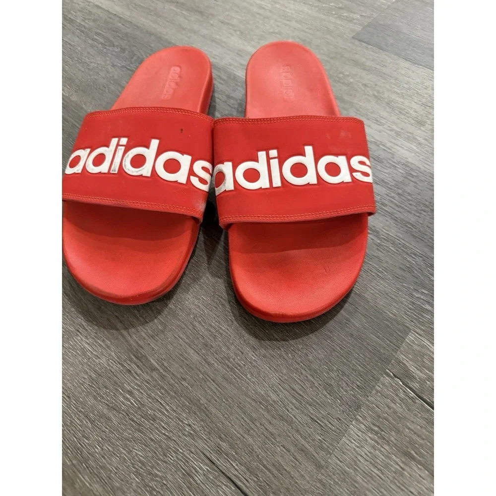 Adidas Men's Size 12 Red Slides‎